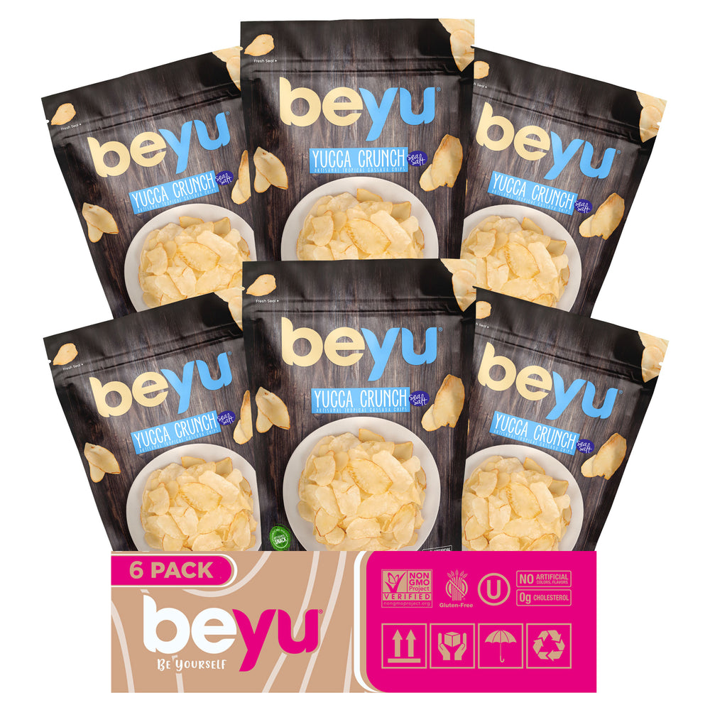 Beyu Authentic & Healthy Yucca Crunch Cassava Chips | Salted | 4.5 Ounce (Pack of 6, 27 ounce total) | Vegan | Artisanal Snack Made with Sea Salt | Gluten Free | Kosher